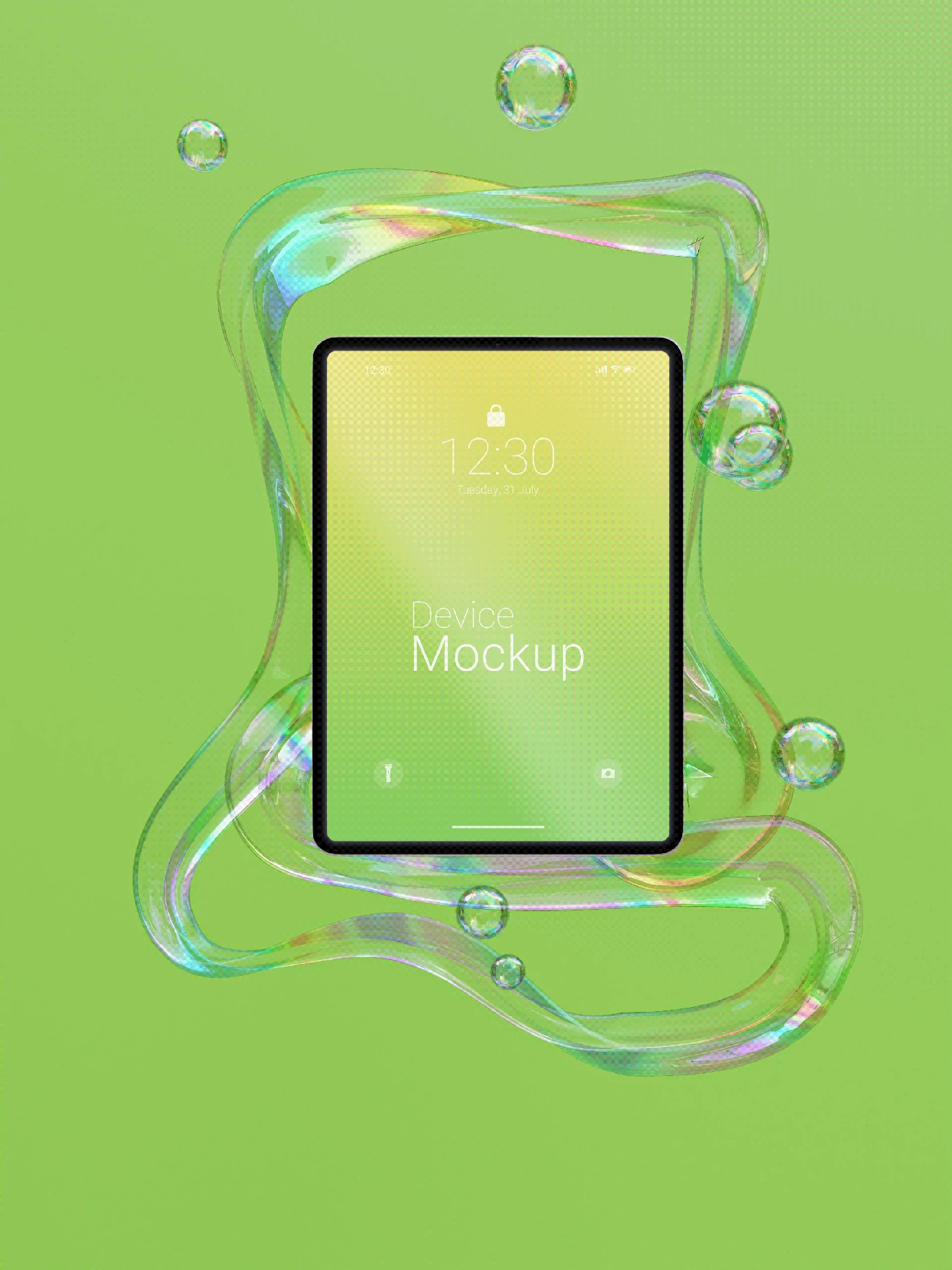 气泡液态泡泡背景手机IPAD平板电脑VI智能贴图样机PSD设计素材【006】